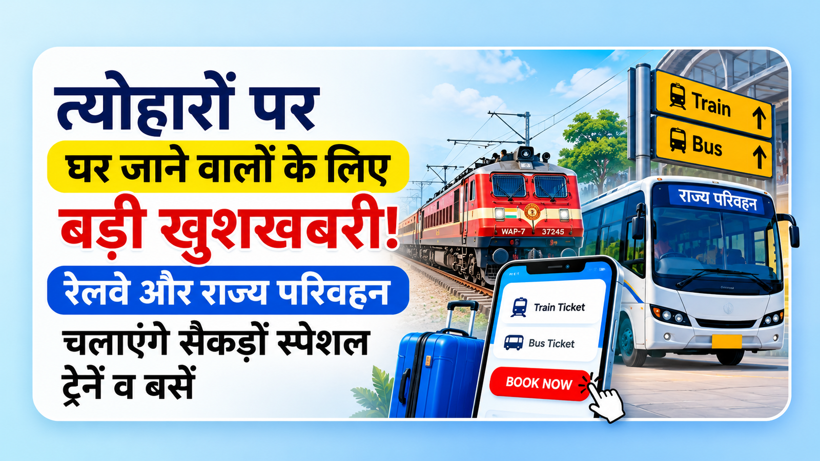 त्योहारों पर घर जाने वालों के लिए बड़ी खुशखबरी! रेलवे और राज्य परिवहन चलाएंगे सैकड़ों स्पेशल ट्रेनें व बसें